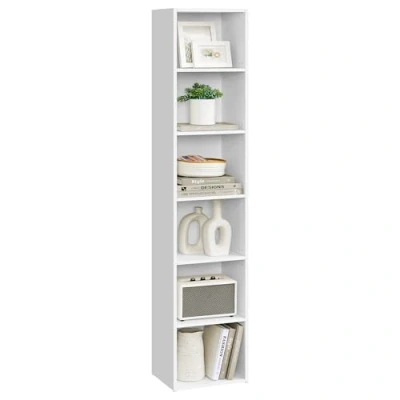 Image of VASAGLE Bookcase, 6 Tier Bookshelf, Open Storage Shelf, Shelving Unit, 24 x 30.2 160.7 cm, for Living Room, Home Office, Dinning Cloud White LBC411W01