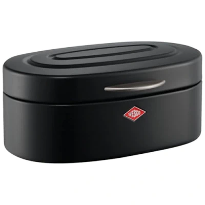 Image of WESCO Single Elly Bread Bin in Matt Black, Powder Coated Sheet Steel, Ventilation Holes and Sturdy Handle
