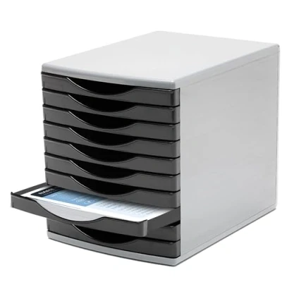 Image of Deflecto Classic Black Desk Drawer Set featuring 10 x 30mm Drawers In Organiser Large Storage Desktop A4