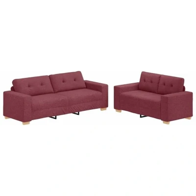 Image of vidaXL 2 Piece Sofa Set with Cushions Wine Red Fabric