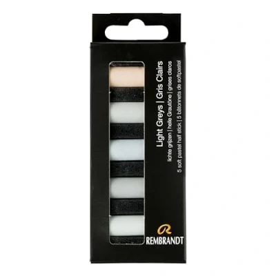 Image of Rembrandt Professional Soft Pastel Set Light Greys 5 Half Pastels