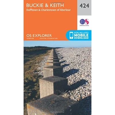 Image of Buckie &amp; Keith Map Dufftown Charlestown of Aberlour Ordnance Survey OS Explorer 424 Scotland Walks Hiking Maps Adventure