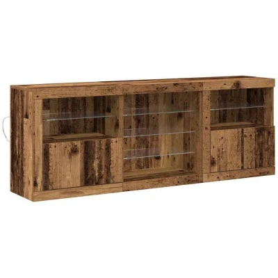 Image of vidaXL Sideboard with LED Lights Old Wood 181,5x37x67 cm Engineered