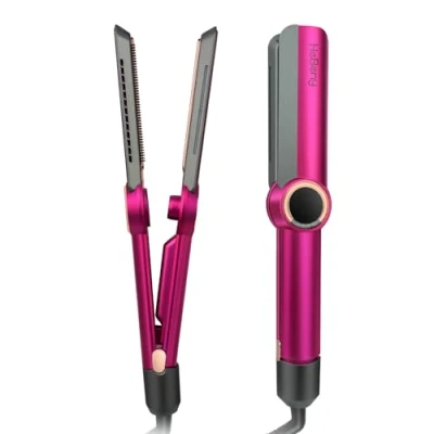 Image of HeBeny Hair Straighteners, 2 in 1 Negative Ions Flat Iron Professional Ceramic for Less Frizz Lock Moisture &amp; Shine, 110 240V Dual Voltage Styling Tools