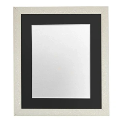 Image of FRAMES BY POST Glitz Cream Picture Photo Frame with Black Mount 16 x 12 Image Size 10 Inch Plastic Glass