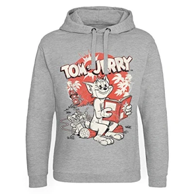 Image of Tom &amp; Jerry Officially Licensed Vintage Comic Epic Hoodie (Heather Grey), X Large