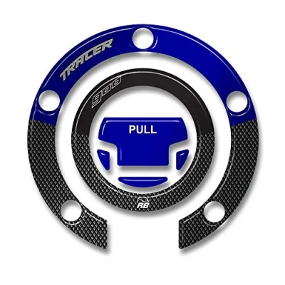 Image of Resin Bike Motorcycle 3D Stickers Compatible with Yamaha Tracer 900 2018 2020. Tank Cap Protection from Bumps and Scratches. Metallic Blue Gadget Moto