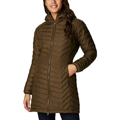 Image of Columbia Women&#039;s Powder Lite Mid Jacket, Puffer Olive Green, Size XS