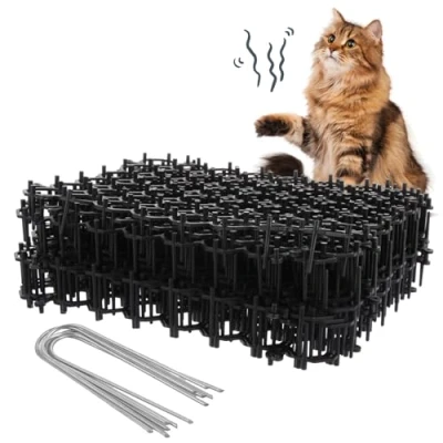 Image of ASelected 12PCS Cat Scat Mat With Spikes,15x20 cm Anti Spikes Pegs,Cat Repellent Dog Deterrent,Flat Prickle Strip Dig Stopper,Pet Deterrent Mats for Garden,Fence,Home