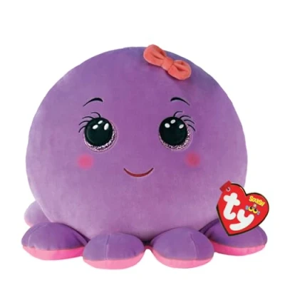 Image of TY Octavia Purple Octopus Squish a Boos 10&quot; Beanie Baby Soft Plush Toy Collectible Cuddly Stuffed Teddy