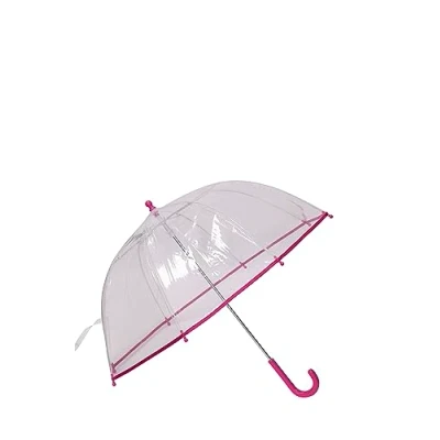 Image of SWL Kids Transparent Dome Umbrella Childrens PVC Clear Brolly (Pink)