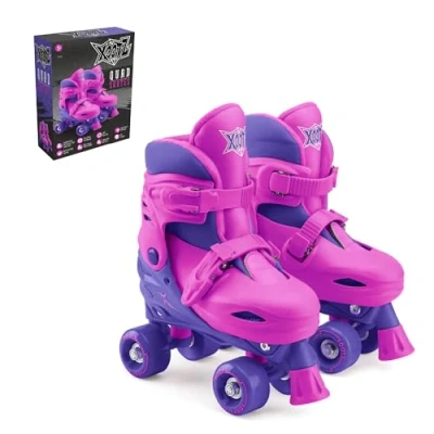 Image of Xootz Kids Quad Skates, Beginner Adjustable Roller Skates Girls, Purple