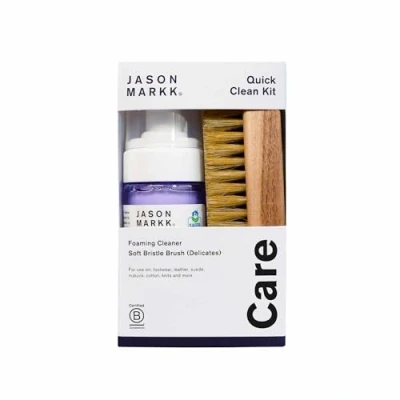 Image of Jason Markk Quick Clean Kit Includes 4 oz Ready To Use Foam Cleaner &amp; Soft Bristles for Delicates Safe Leather, Suede, Nubuck, Cotton More