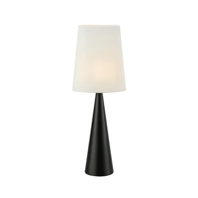Image of Markslöjd Conus table lamp with off white lampshade, black