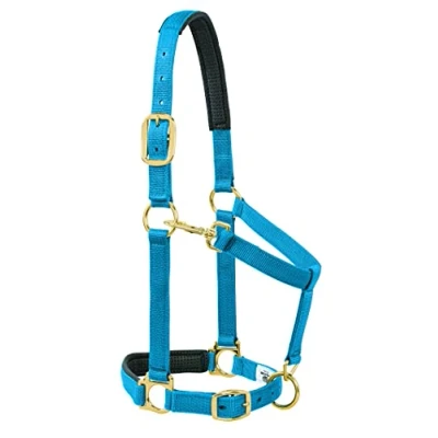 Image of Weaver Leather Padded Adjustable Chin and Throat Snap Halter, 1&quot; Average Horse or Yearling Draft, Solid Blue