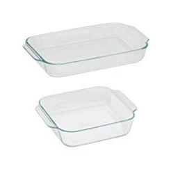 Image of Pyrex Basics Clear Glass Baking Dishes 2.8l Oblong and Square