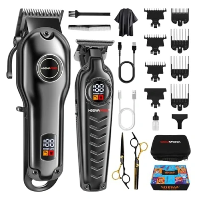 Image of HIENA PRO Professional Hair Clippers Men Electric Clipper Set for Barber Kit and Trimmer Full with LED Display