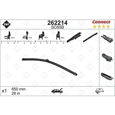 Image of 1611587880, 6423F1 Wiper blade SWF Alternative Connect 262214 650mm Beam for left hand drive vehicles 26Inch FORD: S Max Mk1, Galaxy Mk2 MPV, B