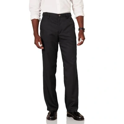 Image of Amazon Essentials Men&#039;s Classic Fit Expandable Waist Flat Front Dress Trousers, Black, 38W / 34L