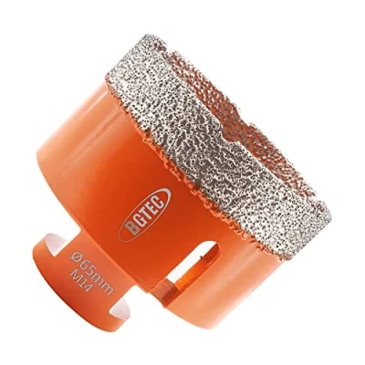 Image of BGTEC Diamond Drill Bit Tile Hole Saw 65mm with M14 Thread for Porcelain Ceramic Granite Marble Masonry Stone Vacuum Brazed 60mm Length