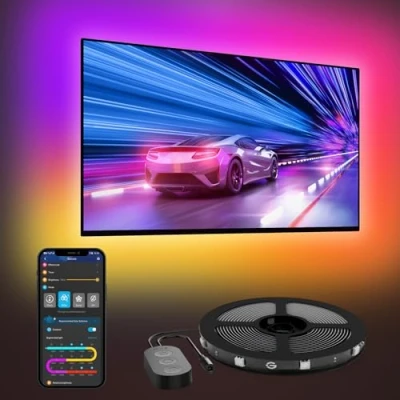 Image of Govee TV LED Backlight, 2.4M RGBIC Backlight for 40 50 inch TVs, Smart Lights with Bluetooth Wi Fi &amp; App Control, Works Alexa Google Assistant, Music Sync, 76 Scenes