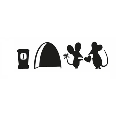 Image of Mouse Love Heart Wall Art Sticker Cute Vinyl Decal Funny Hole in The Home Skirting Board Mice for Wall, Board, Bedroom, Kid&#039;s Room