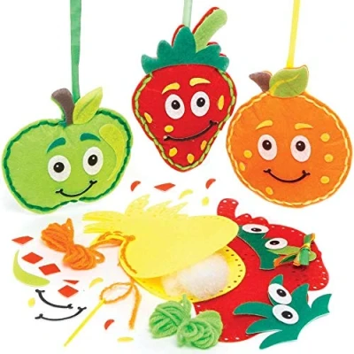 Image of Baker Ross FE477 Fruit Sewing Decoration Craft Kits Pack of 4, Set for Children, Creative Activities Kids, Ideal Arts and Crafts Project