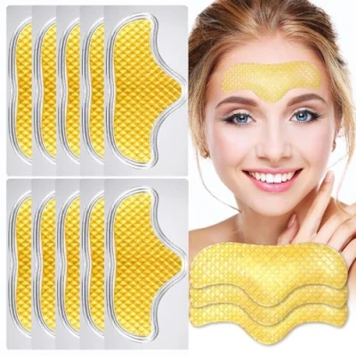 Image of 24K Gold Hydrogel Patches for Face Forehead Mask, Collagen Anti Wrinkle Patches, Helps Smooth and Moisturizing 10Pack