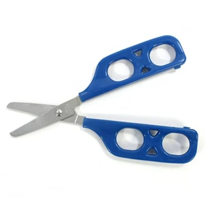 Image of PETA Easi Grip Dual Control Teaching Scissors Stainless Steel and Double Loop Handle Training Ideal for Scissor Skills Development People with Poor Motor Control, Weak Grip, Visual Impairment, or Tremors 45mm Rounded Blade
