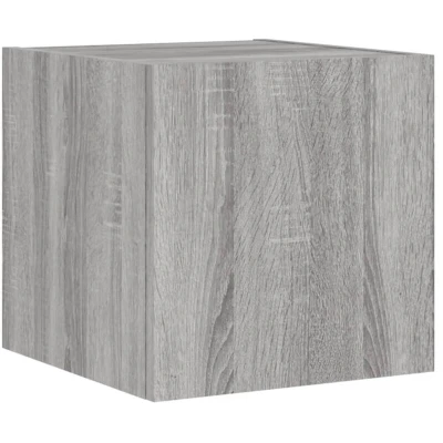 Image of vidaXL TV Wall Cabinet with LED Lights Grey Sonoma 30.5x35x30 cm