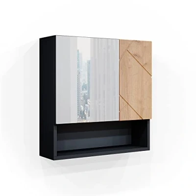 Image of Vicco Bathroom mirror cabinet Irma, Anthracite/Oak, 54 x 55 cm
