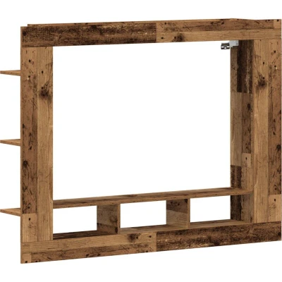 Image of vidaXL Rustic Oak TV Cabinet Old Wood Finish Media Console/Stand with Adjustable Shelves for Living Room/Home Cinema Brown