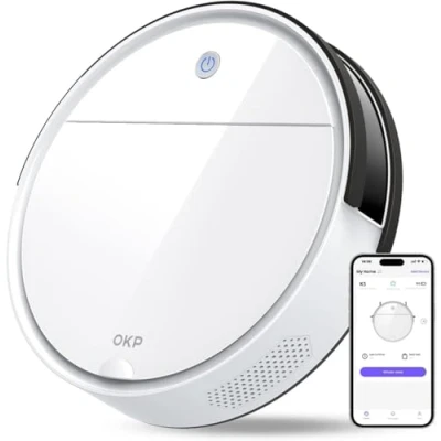 Image of OKP 2500Pa Robot Vacuum Cleaner, Strong Suction, 120 Mins Runtime, Tangle Free, Precise Obstacle Detection, Smart Self Charging Robotic Vacuums, Ideal for Pet Hair