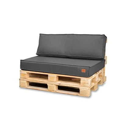 Image of Bielik Pallet Cushion 120 x 80 Set for Furniture Waterproof Euro Seat Sofa Complete Consists of 3 Parts in Colour: (Seat 120x80cm + 1 120x40cm, Dark Grey)