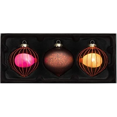 Image of WeRChristmas Glass Baubles, Copper, 3 Piece