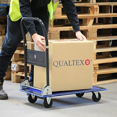Image of Qualtex Platform Hand Trolley Sack Truck Warehouse Office Garden Cart Barrow 150kg