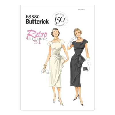 Image of Butterick Patterns B5880 Size A5 6 8 10 12 14 Misses&#039; Petite Dress and Belt, White