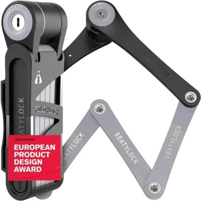 Image of FoldyLock Compact Folding Bike Lock Award Winning Patented High Security Cut Proof Bicycle Heavy Duty Anti Theft Smart Secure Guard with Key and Case for Bikes or Scooters 33.5&quot;