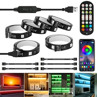 Image of LED Strip Lights 3m, 6pcs 0.5m RGB for 43 65 Inch TV Backlight, App Control Color Changing with Remote, USB Light Bias Lighting PC Monitor Mirror Cabinet