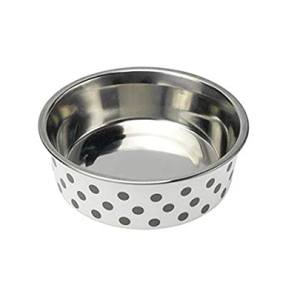 Image of Petface Grey and White Spots Deli Dog Bowl, 21 cm