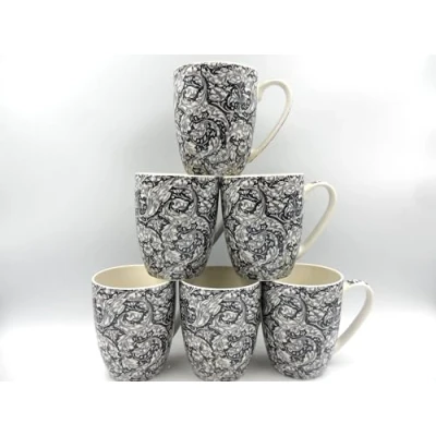 Image of Set of 6 Aspen China Mugs in William Morris Blue Leafy Design by The Abbeydale Collection