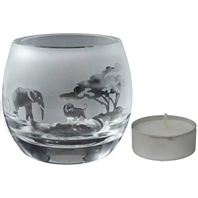 Image of Milford Collection Animo Glass Small Crystal Animal Tealight Candle Holder Safari