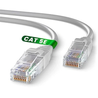 Image of Mr. Tronic Grey Cat 5E Ethernet Cable 50m, High Speed LAN Network with RJ45 Ends Connectors, 50m Cat5E Internet 1 Gbps, ADSL AWG24 Patch Cable, UTP CCA (50 Meter, Grey)