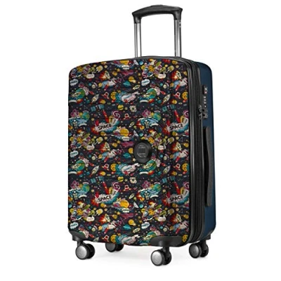 Image of HAUPTSTADTKOFFER Mitte Hand Luggage, 2.9 kg child&#039;s play, TSA, Hard Shell Suitcase, trolley with 4 Wheels, Luggage 55 cm, 42 liters, Suitcase motif, SPACE Black