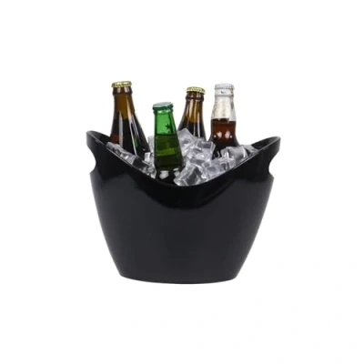 Image of Drink Bucket for Party,Plastic Ice Wine Cooler with Handle Champagne Parties Home Bar Picnic Cooling Beer Black 3L