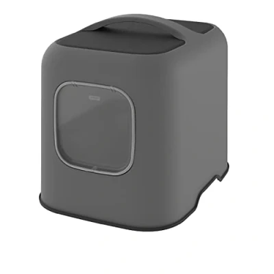 Image of Rotho MyPet Biala Cat Litter Tray with Hood and Scoop, Plastic (PP Recycled), Anthracite, (51.0 x 39.5 44.3 cm)