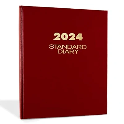 Image of AT A GLANCE 2024 Daily Diary, Standard 7 1/2&quot; x 9 1/2&quot;, Medium, Hardcover, Red (SD3741324)