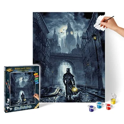 Image of Schipper 609130889 Man Numbers The Dark Side Pictures for Adults, Includes Brush and Acrylic Paints, 40 x 50 cm, Single, Black, Mittel