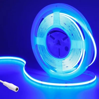 Image of GOMING 24V Blue COB LED Strip Light 5M/16.4ft Uniform Glow 2400LEDs Flexible Not Waterproof IP20 Tape Lights for DIY Cabinet Bedroom Kitchen Home Decor(No Power Supply)