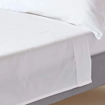Image of HOMESCAPES White Pure Organic Cotton Flat Sheet Double 400TC 600 Thread Count Equivalent Bed